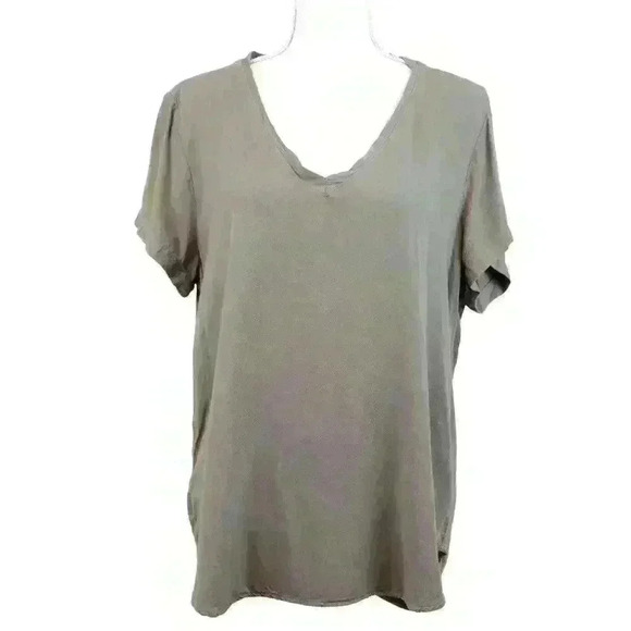 Cloth & Stone Olive Army Green Gray V Neck T-Shirt Size Large - Picture 1 of 6